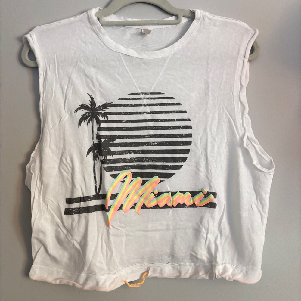 FP Movement White Sleeveless Graphic Crop Top